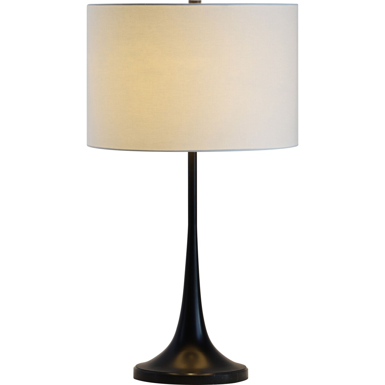 Signature Home Collection 27" Power Coated Marble Table Lamp with Off White Modified Drum Shade